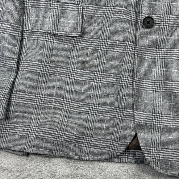 Jos A Bank Reserve Mens Plaid Sport Coat Tailored Fit Suit Blazer Gray Stretch - Picture 6 of 12